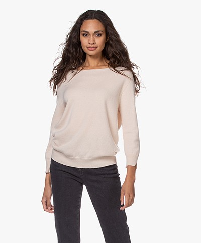 LaSalle Cashmere Cropped Sleeve Pullover - Vanilla