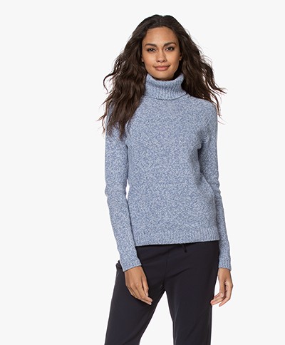 Belluna Italiani Wool Blend Turtleneck Sweater - Blue Melange