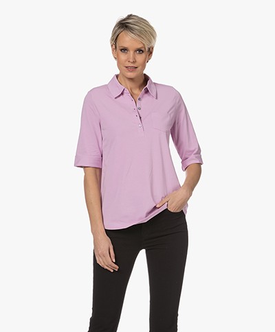 Repeat Cotton Blend Polo T-shirt - Orchid