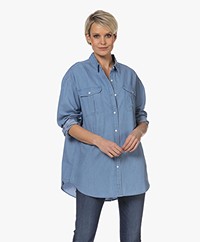 Denham Olivia Pocket Chambray Overhemdblouse - Lichtblauw
