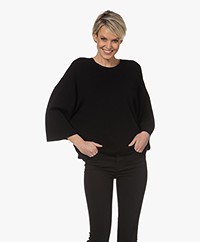 Drykorn Nilay Viscose Blend Cropped Sleeve Sweater - Black
