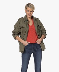 Zadig & Voltaire Kemi Canvas Embroidered Cargo Jacket - Pickle