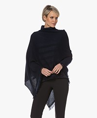Repeat Franje Poncho in Biologisch Cashmere - Navy