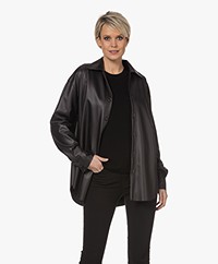 Enza Costa Vegan Leather Overshirt - Black