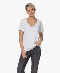 Denham Ramona Katoenen V-hals T-shirt - Wit