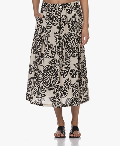 LaSalle Printed Poplin A-line Skirt - Aztec