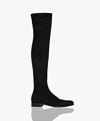 Panara Stretch Suedine Overknee Boots - Black