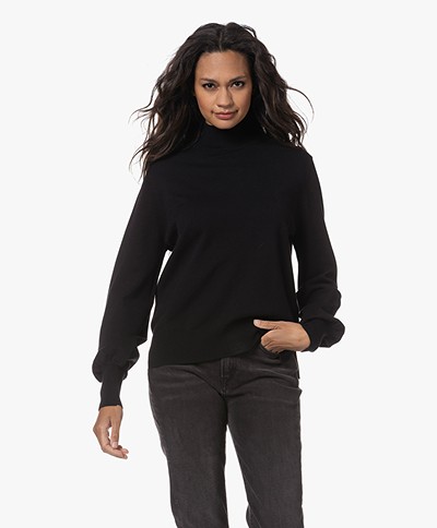 KYRA Fifi Knitted Viscose Blend Turtleneck Sweater - Black
