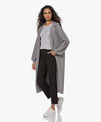 Drykorn Viaja Lang Katoen-Cashmere Capuchonvest - Grijs
