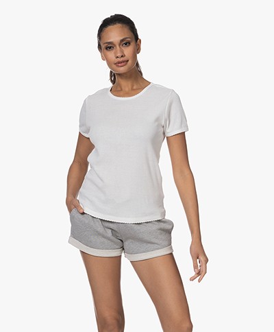 GAI+LISVA Chrisstine Pointelle Jersey T-shirt - Off-white
