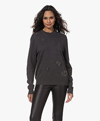  Zadig & Voltaire Pravis Cashmere Sweater with Rhinestones - Khaki Slate