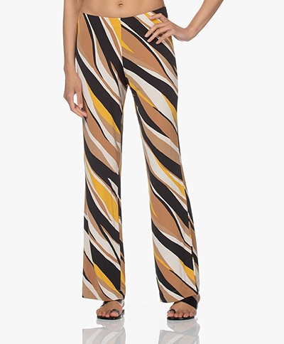 no man's land Loose-fit Viscose Printed Trousers - Toffee