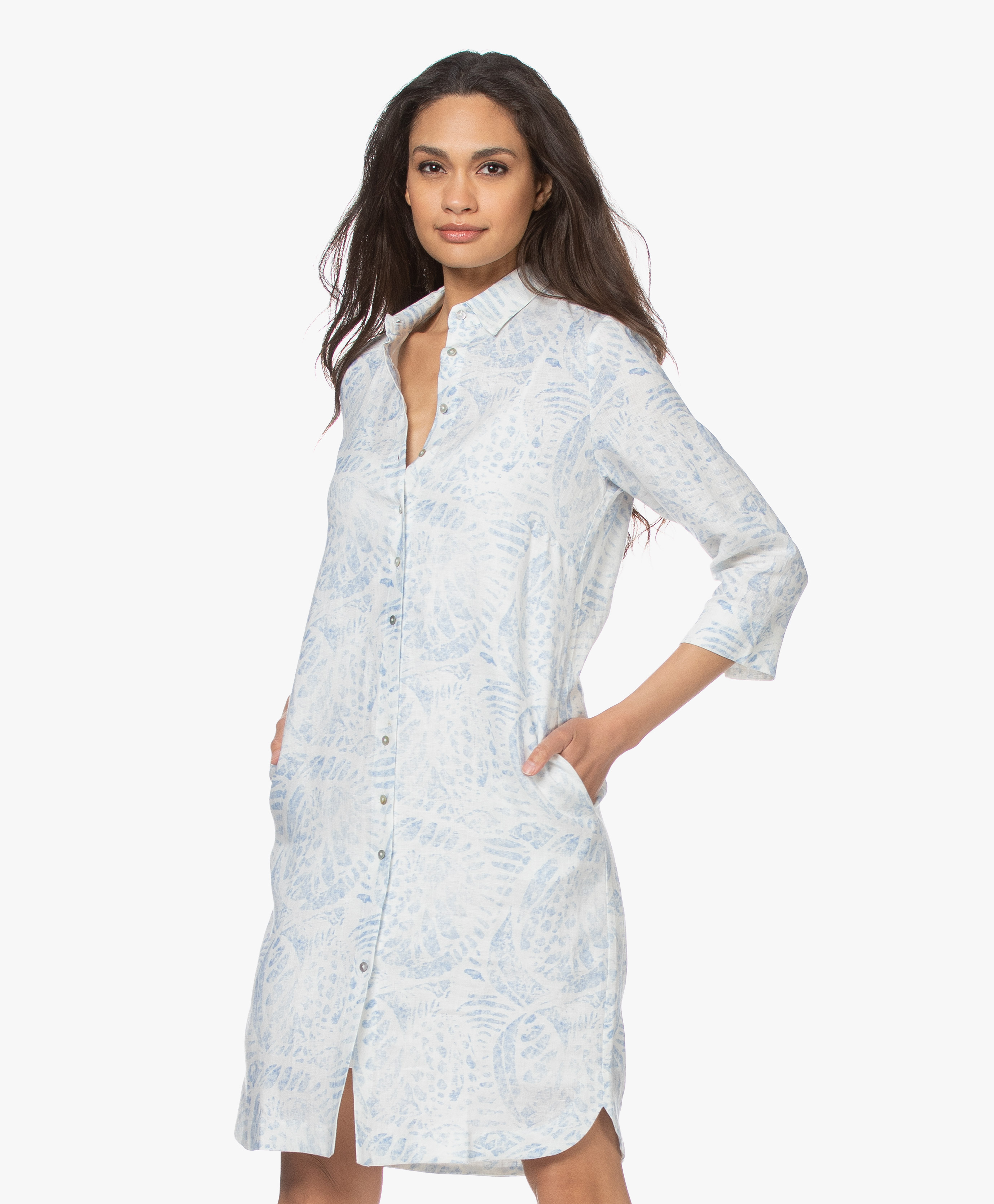 Belluna Stockholm Printed Linen Dress - Blue/White - stockholm orginal