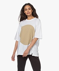 bassike Oversized Dot Print T-shirt - Wit/Camel Dot
