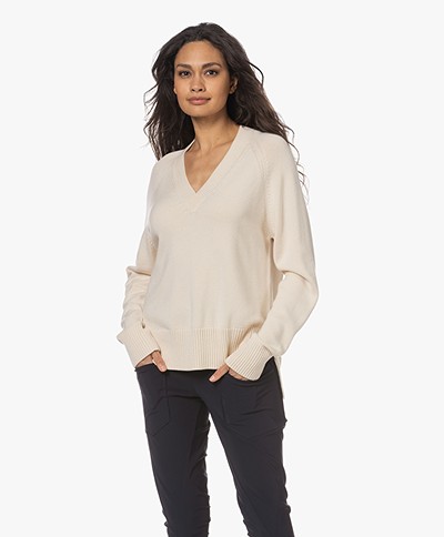 Woman by Earn Anna Modal Blend Knit V-neck Sweater - White