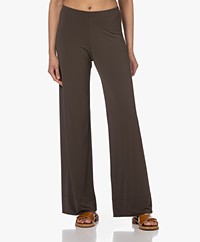 no man's land Crêpe Jersey Broek met Wijde Pijpen - Coffee