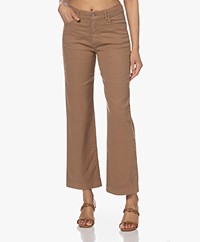 no man's land Linnenmix Rechte Cropped Broek - Camel