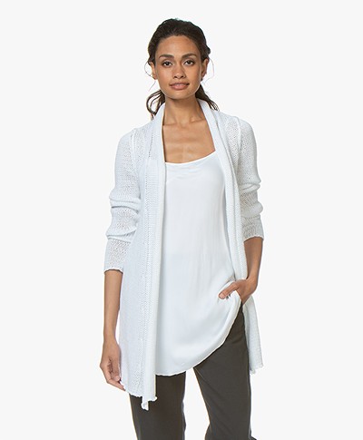 BRAEZ Knitted Open Cardigan in Cotton - White