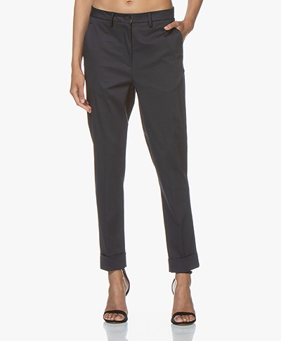 Woman by Earn Beth Stretch-Cotton Pants - Navy