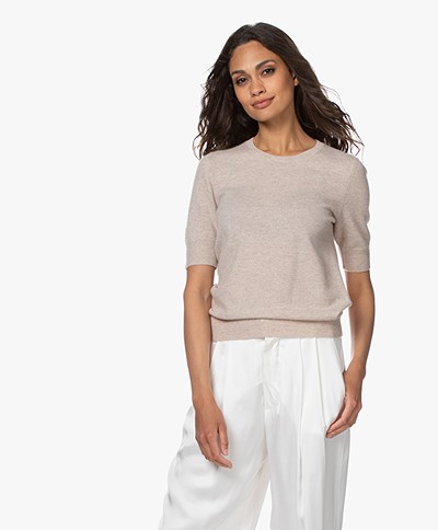 Repeat Short Sleeve Cashmere Pullover - Beige
