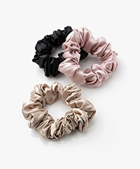 slip™ 3-pack Large Zijden Scrunchies - Zwart/Beige/Roze