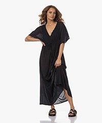 by-bar Fit and Flare Crinkle Maxi Dress - Black