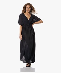by-bar Fit and Flare Crinkle Maxi Dress - Black