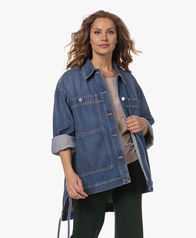 Closed Denim Shacket with Side Slits - Mid Blue
