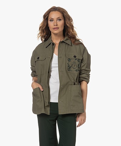 Zadig & Voltaire Kemi Canvas Embroidered Cargo Jacket - Pickle