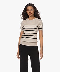 Plein Publique La Zoe Striped Short Sleeve Sweater - Sand
