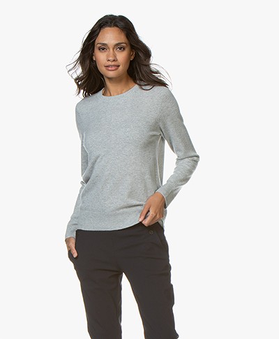 Repeat Luxury Round Neck Cashmere Pullover - Light Grey