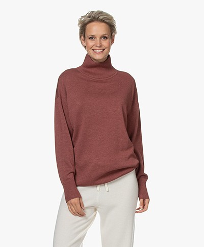 Repeat Long Cotton and Viscose Turtleneck Sweater - Auburn