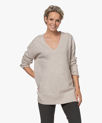 Drykorn Leyani Wool Blend V-neck Sweater - Tapioca 