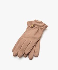 Rhanders Cecilia Lamsleren Handschoenen met Rib Details - Rose