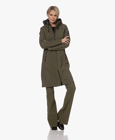 Ilse Jacobsen Rain37L Long Softshell Raincoat Coat - Army 