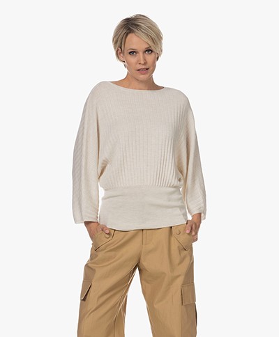 no man's land Sweater with Cropped Dolman Sleeves - Marble