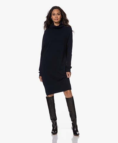 Woman by Earn Annie Merino Knitted Turtleneck Dress - Navy