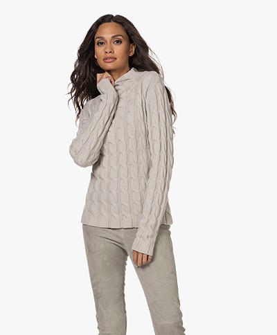 Woman by Earn Feline Modal Blend Cable Knitted Sweater - Sand