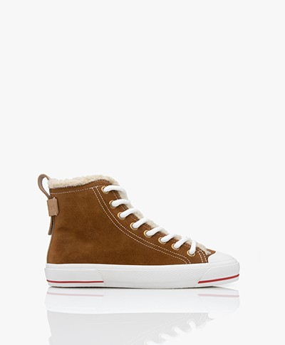 See by Chloé Aryana High-Top Faux Lamsvacht Sneakers - Bruin