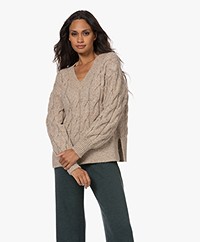 Skin Abrielle Alpacamix Kabelgebreide Trui - Jute