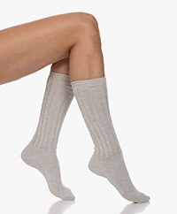 Skin Slouch Rib Knitted Cotton-Cashmere Socks - Heather Grey