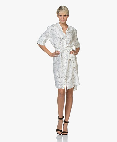 By Malene Birger Cupro Blend Dress with Print - Soft White