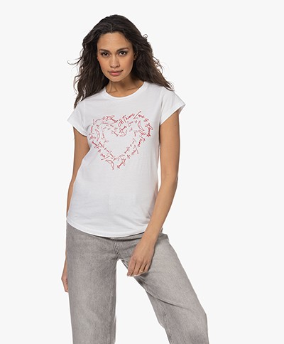 Zadig & Voltaire Skinny Heart St Valentin T-shirt - Wit