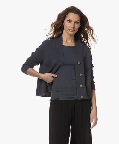 Sibin/Linnebjerg Athen Merino Wool Buttoned Cardigan - Solid Grey