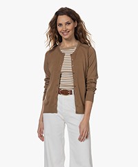 Repeat Cotton Blend Buttoned Cardigan - Mocca