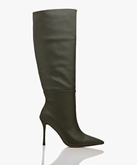 Alias Mae Boston High Leather Boots with Stiletto Heel - Olive
