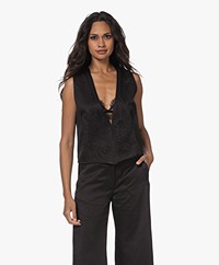 DIEGA Gamao Viscose Vest with Cord Embroidery - Black