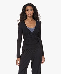 HANRO Yoga Modal Jersey Wrap Cardigan - Black Beauty