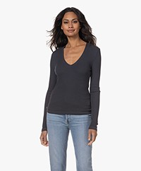 Citizens of Humanity Florence V-hals Rib Longsleeve - Charcoal 