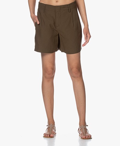 Drykorn Asset Viscose Blend Pleated Shorts - Army